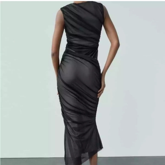Zara tulle semi sheer dress new! Sz small black . - Picture 4 of 8